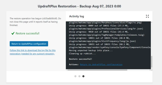 Migration guide restore activity log