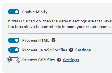 Minify css disable dialogue