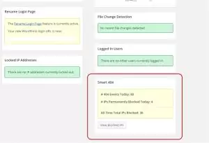 Smart 404 dashboard summary