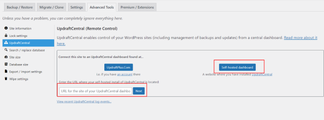 UpdraftPlus advanced tools updraft central
