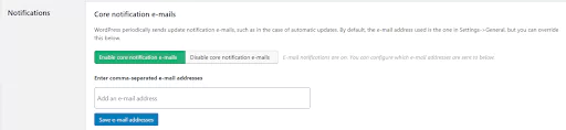 Core notification emails