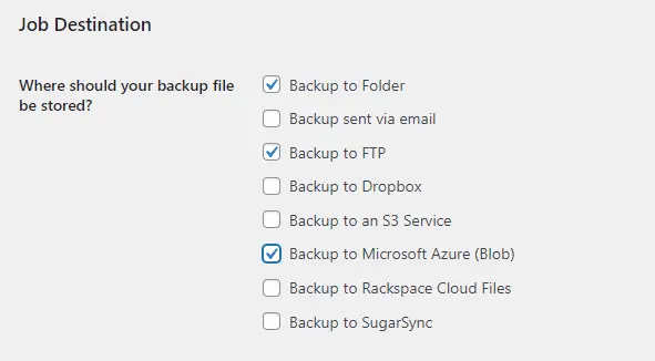 Job destination dialogue